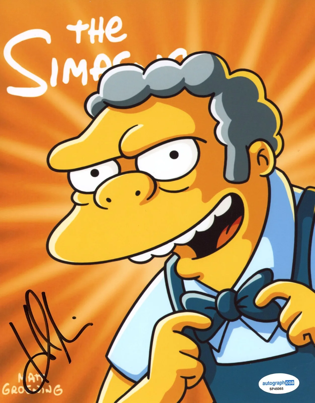 DAN CASTELLANETA — Hank Azaria signed "THE SIMPSONS" 8x10 Photo EXCT PROOF b Bartender Moe ACOA COA, изображение 4