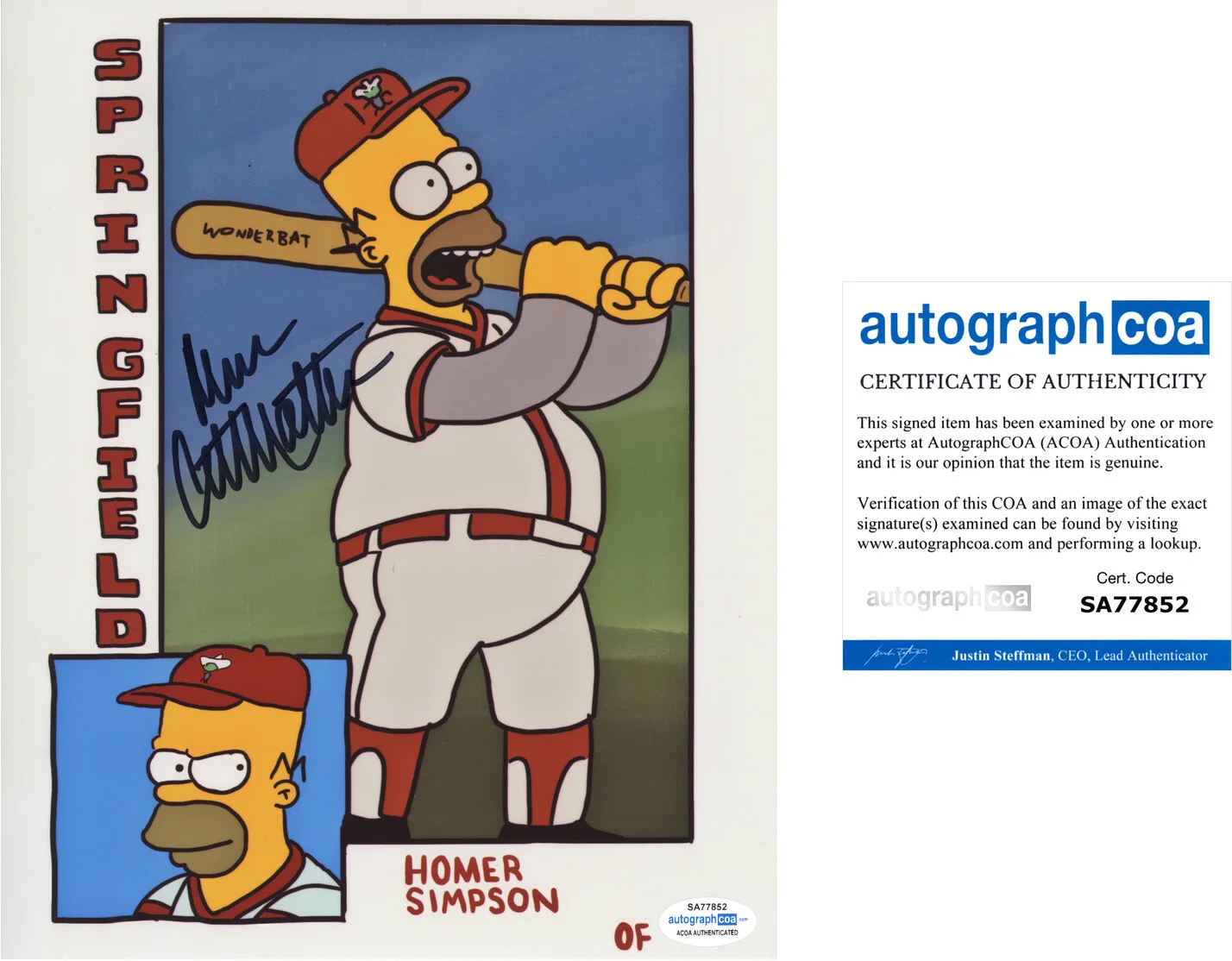 DAN CASTELLANETA — Dan Castellaneta signed HOMER SIMPSON "THE SIMPSONS" 8x10 Photo c ACOA COA
