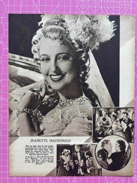 Vintage 1930s Clipping VIVIEN LEIGH JEANETTE MACDONALD 8x10'' film stars D5, изображение 2