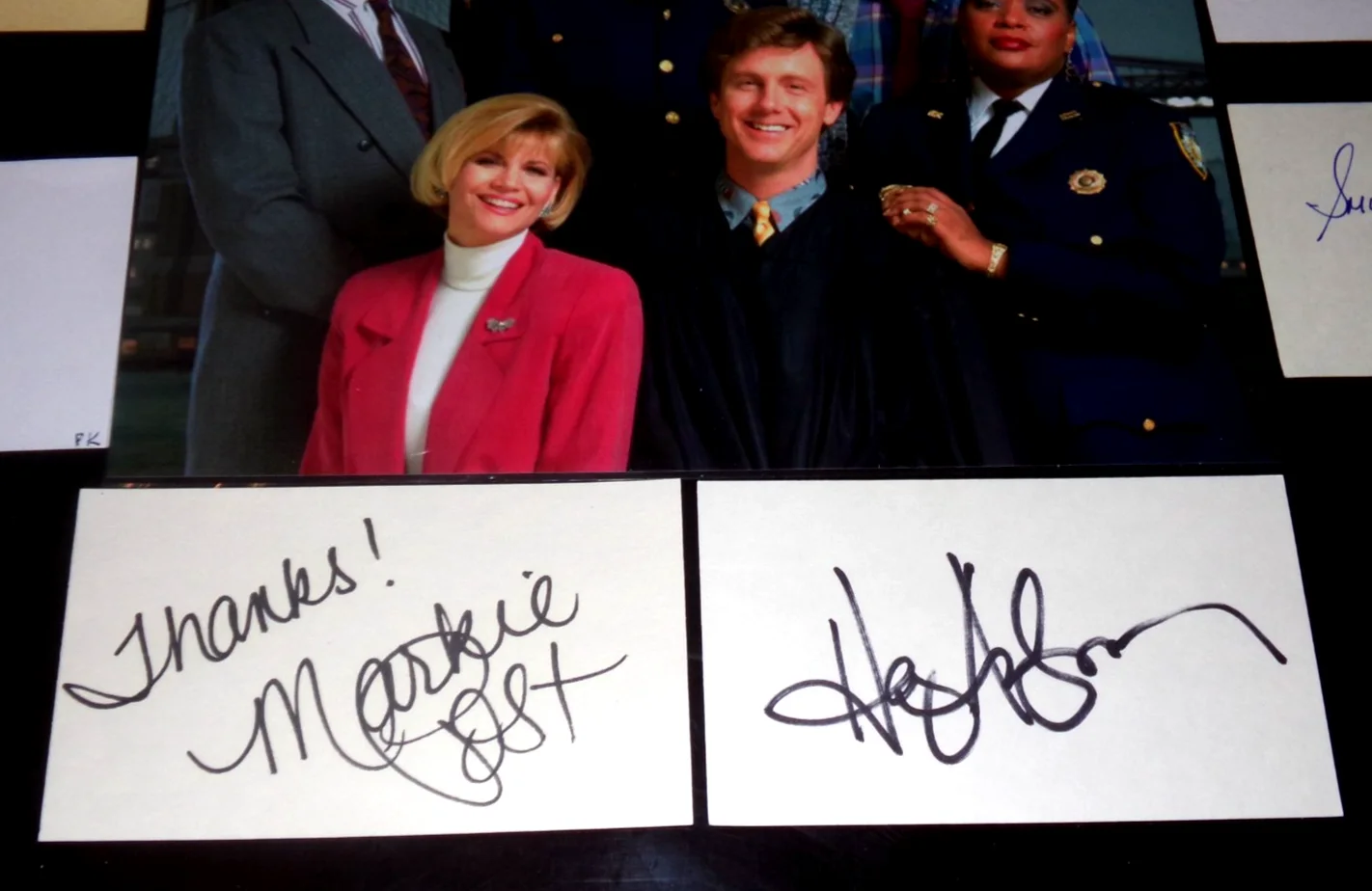 Harry Anderson Markie Post John Larroquette Charles Robinson Moll — Night Court TV Show Cast Autographed Index Cards Anderson Post Halop Robinson +, изображение 2