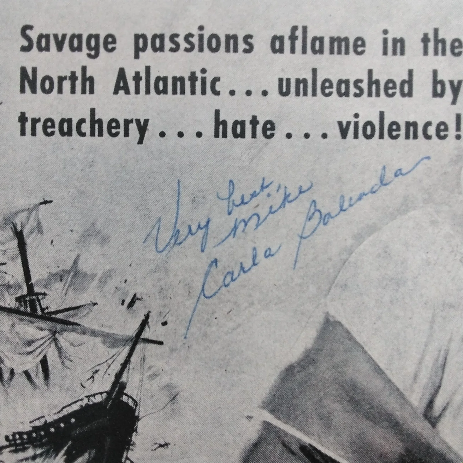 Carla Balenda SIGNED 1951 Movie Ad Sealed Cargo Dana Andrews Claude Rains, изображение 5