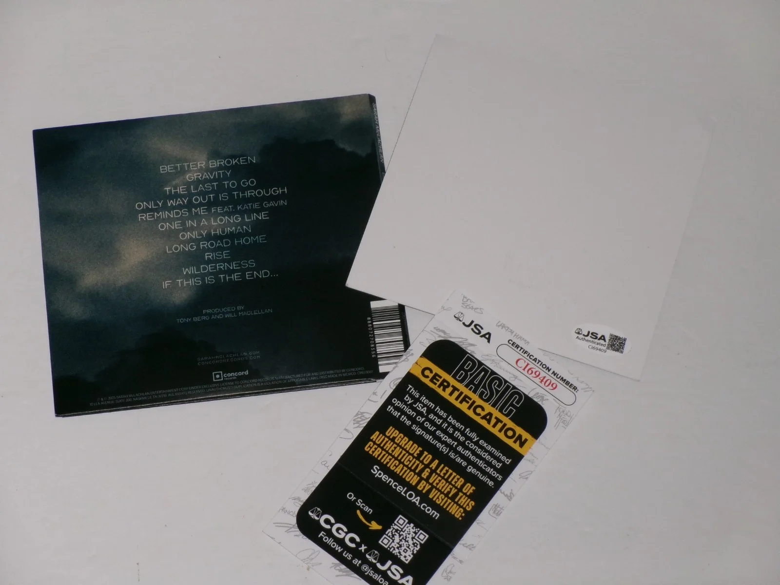 Sarah McLachlan Better Broken SIGNED ART CARD JSA CERT, image 2