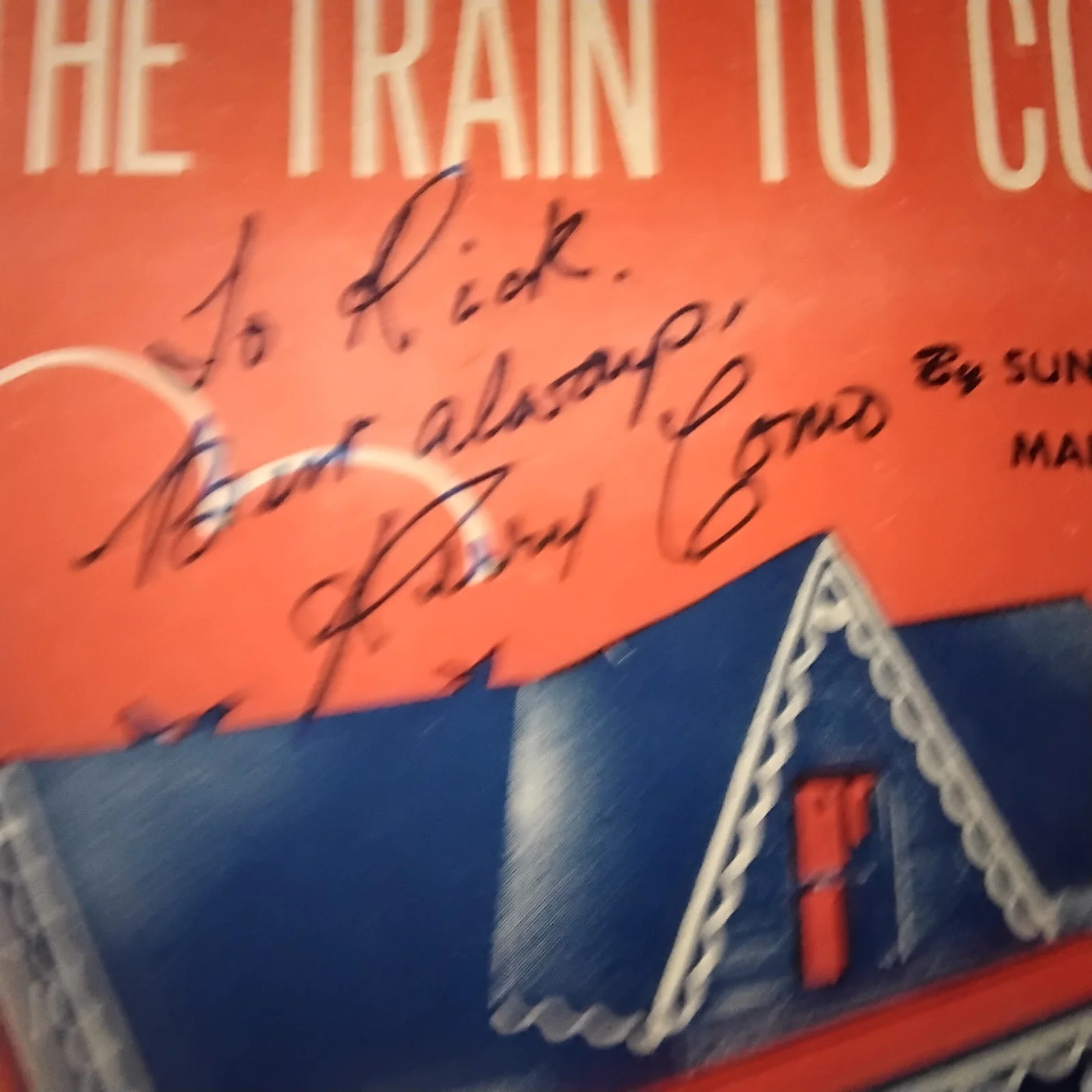 Perry Como & Jo Stafford SIGNED 1945 Music Cover Waitin For The Train To Come In, image 5