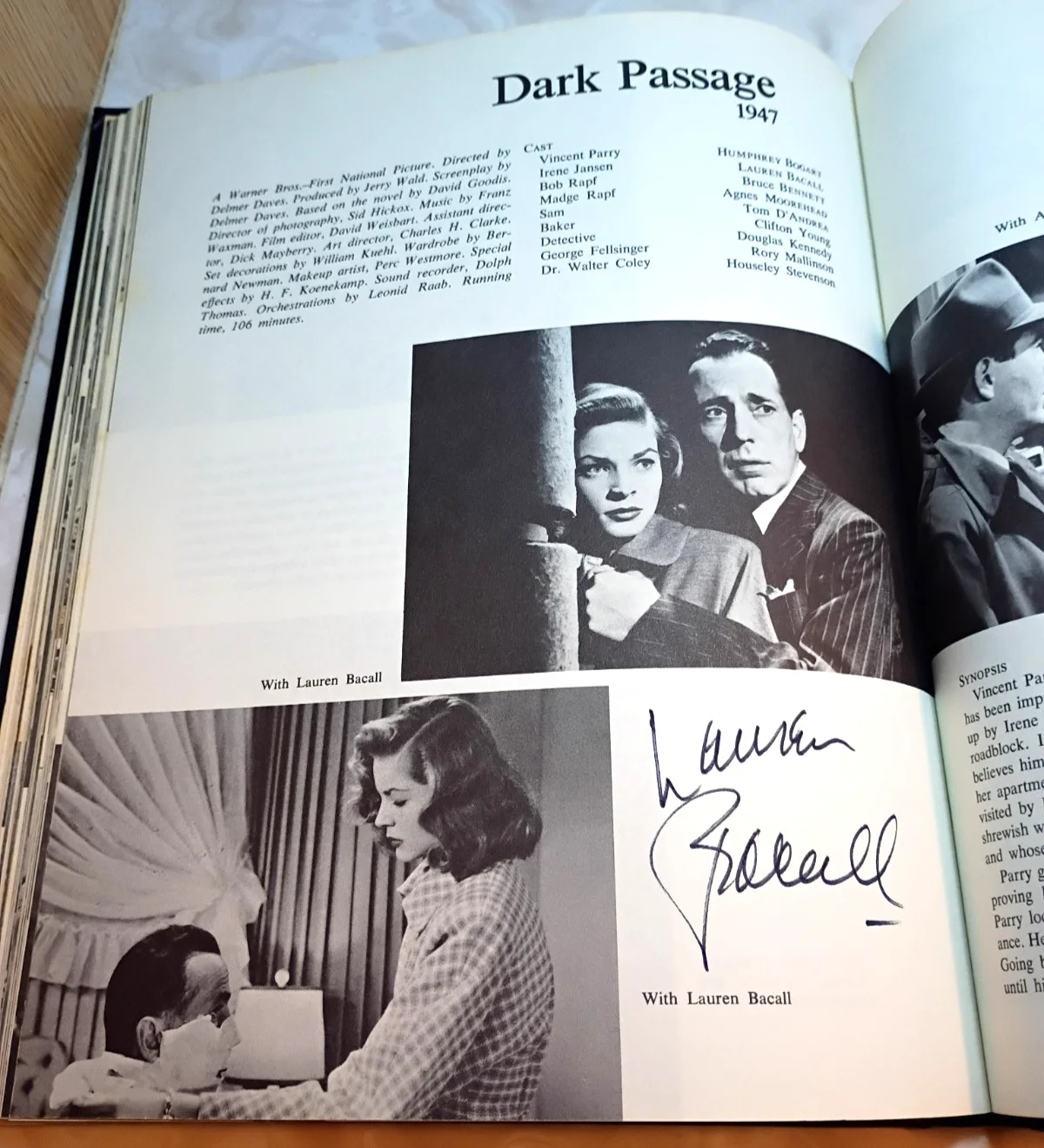 Lauren Bacall — RARE! Lauren Bacall Autographed Bogey Book w/Pat O'Brien June Allyson Autographs