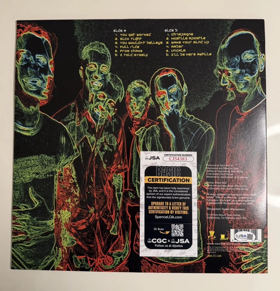 311 Band Autographed Vinyl “From Chaos” Signed Nick Hexum Chad Sexton P-Nut Tim, изображение 2