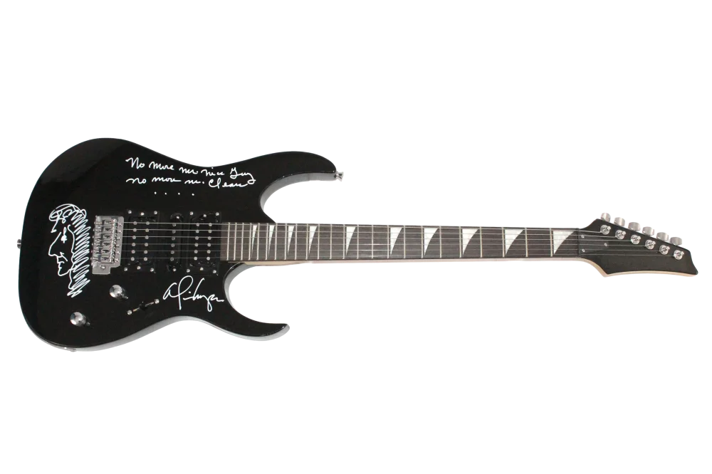 Alice Cooper — Alice Cooper Signed Autograph Guitar w/ Sketch & No More Mr Nice Guy Lyrics COA, image 2