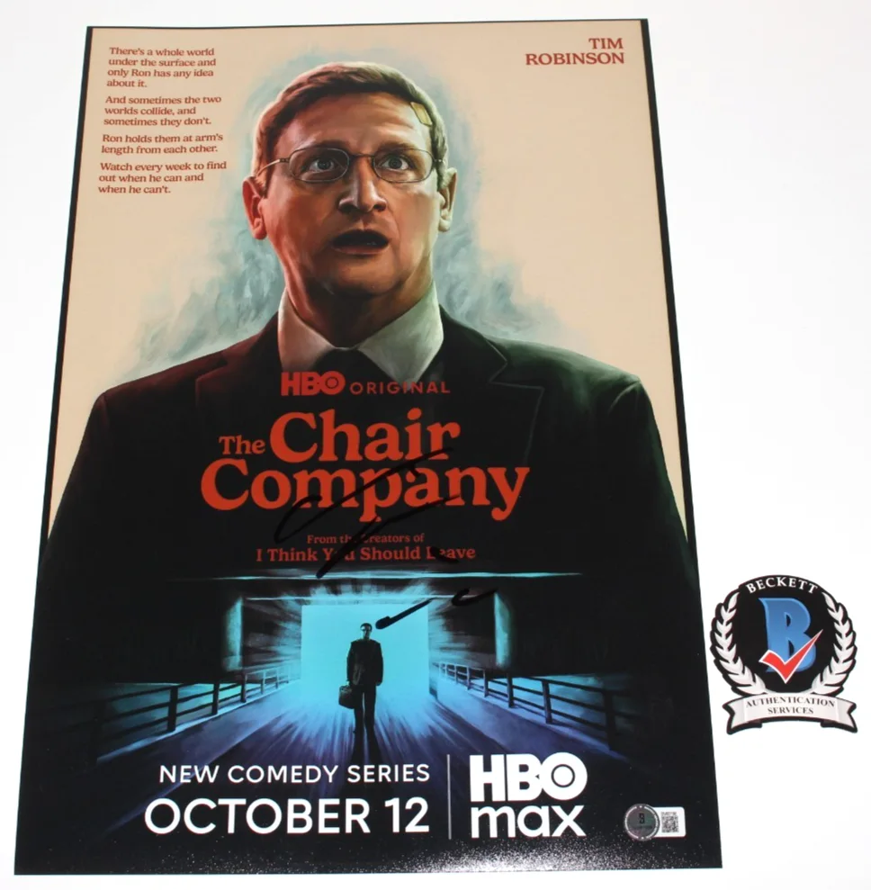 TIM ROBINSON SIGNED 'THE CHAIR COMPANY' 12x18 POSTER PHOTO HBO BAS BECKETT COA, изображение 2