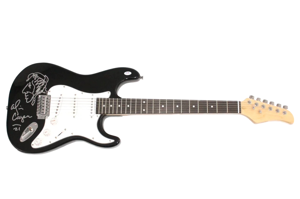 Alice Cooper — Alice Cooper Signed Autograph Guitar w/ HandDrawn Original Art Self Portrait PSA, image 2