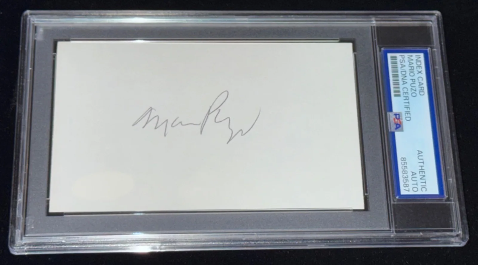 Marlon Brando — Signed Mario Puzo 3x5 index card THE GODFATHER Author Autographed Card Auto PSA