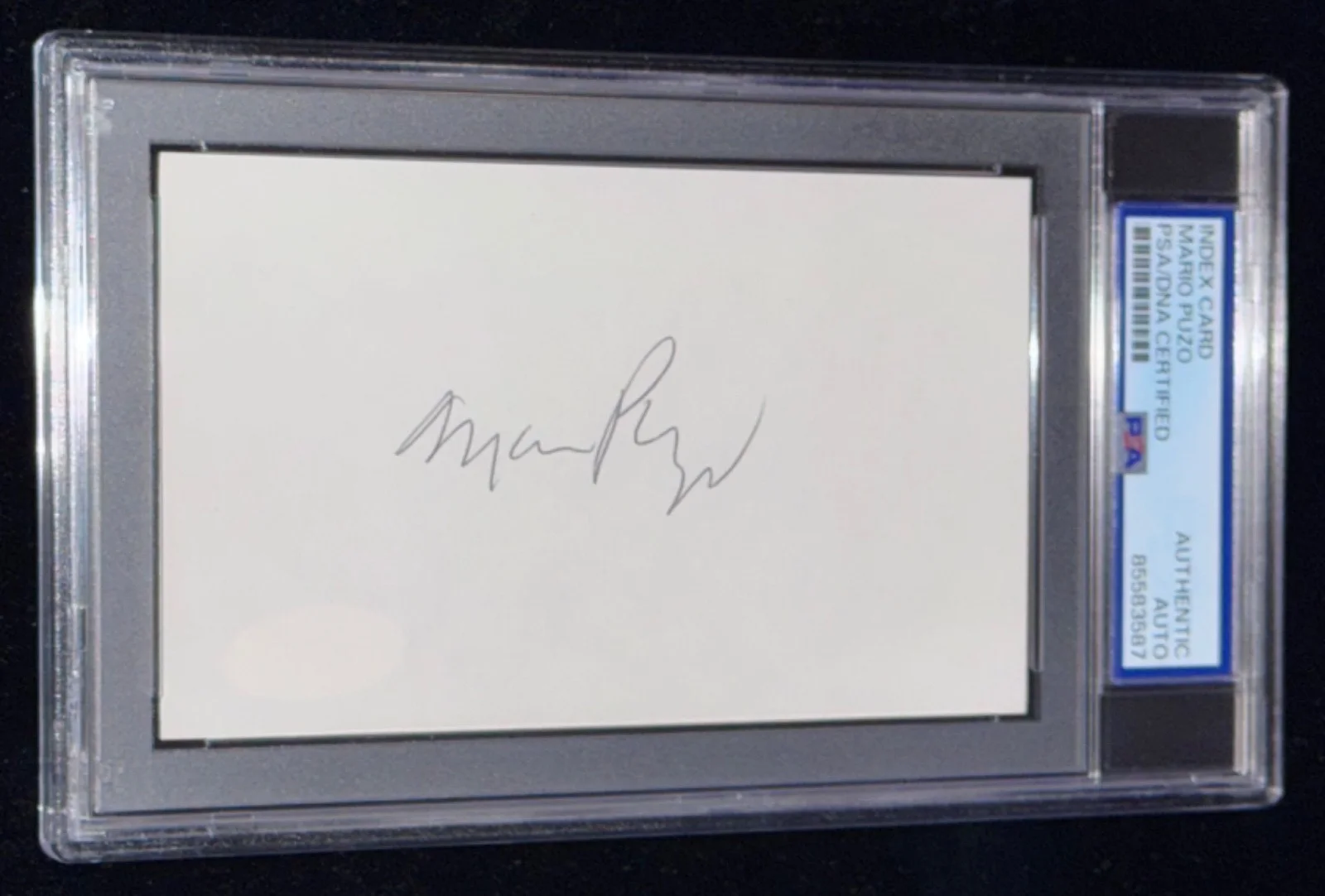 Marlon Brando — Signed Mario Puzo 3x5 index card THE GODFATHER Author Autographed Card Auto PSA, image 2