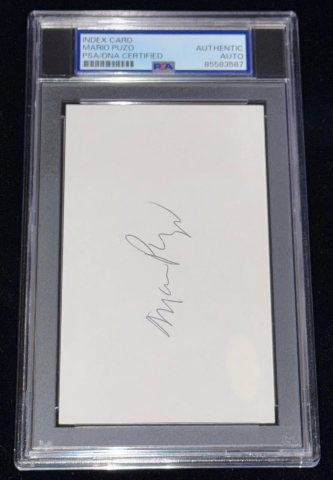 Marlon Brando — Signed Mario Puzo 3x5 index card THE GODFATHER Author Autographed Card Auto PSA, image 3