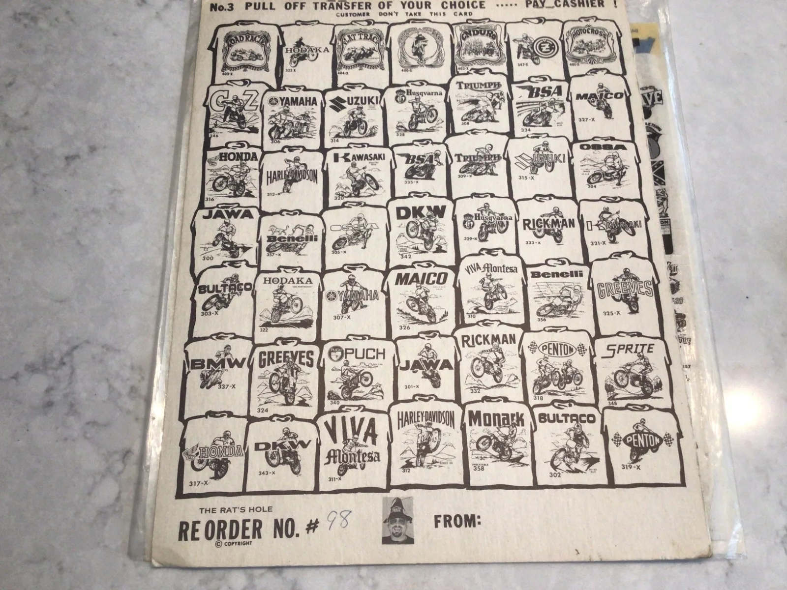 RATS HOLE RAT FINK LINDA LOVELACE UNUSED T-SHIRT TRANSFER + ORIG PACKAGE + BOARD, изображение 2