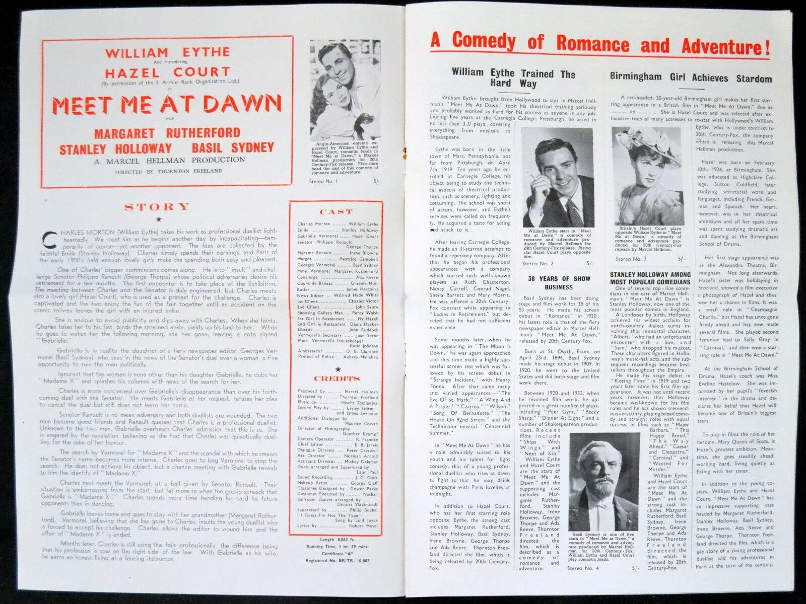 MEET ME AT DAWN 1947 William Eythe, Hazel Court Margaret Rutherford UK PRESSBOOK, изображение 2
