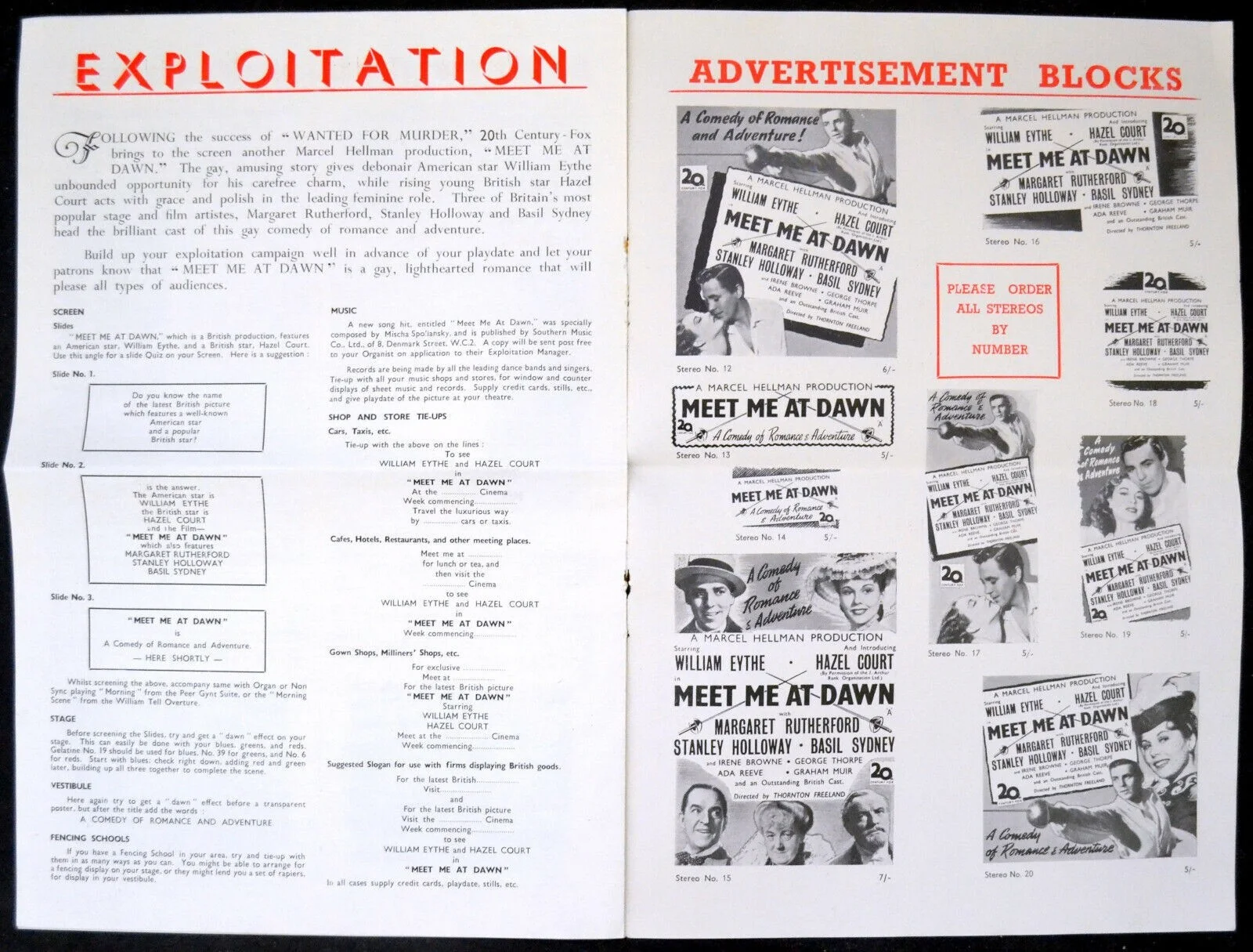 MEET ME AT DAWN 1947 William Eythe, Hazel Court Margaret Rutherford UK PRESSBOOK, изображение 4