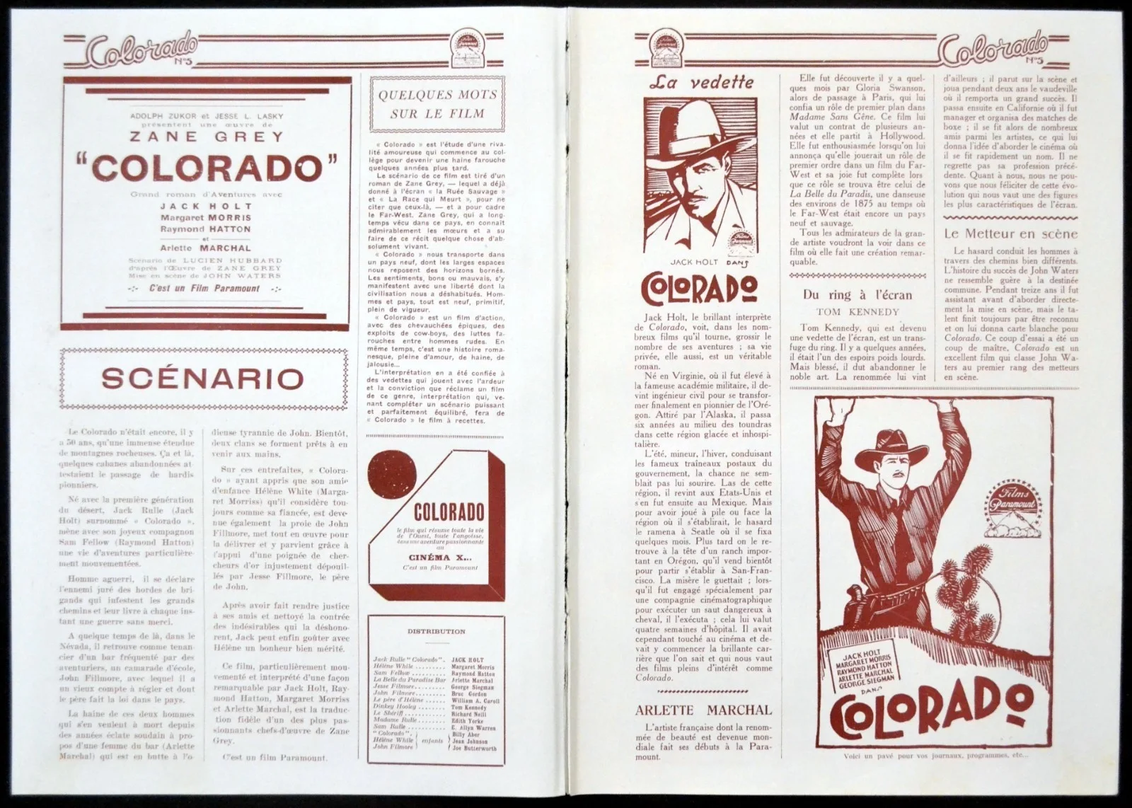 FORLORN RIVER 1927 Jack Holt, Raymond Hatton, Arlette Marchal FRENCH PRESSBOOK, изображение 2