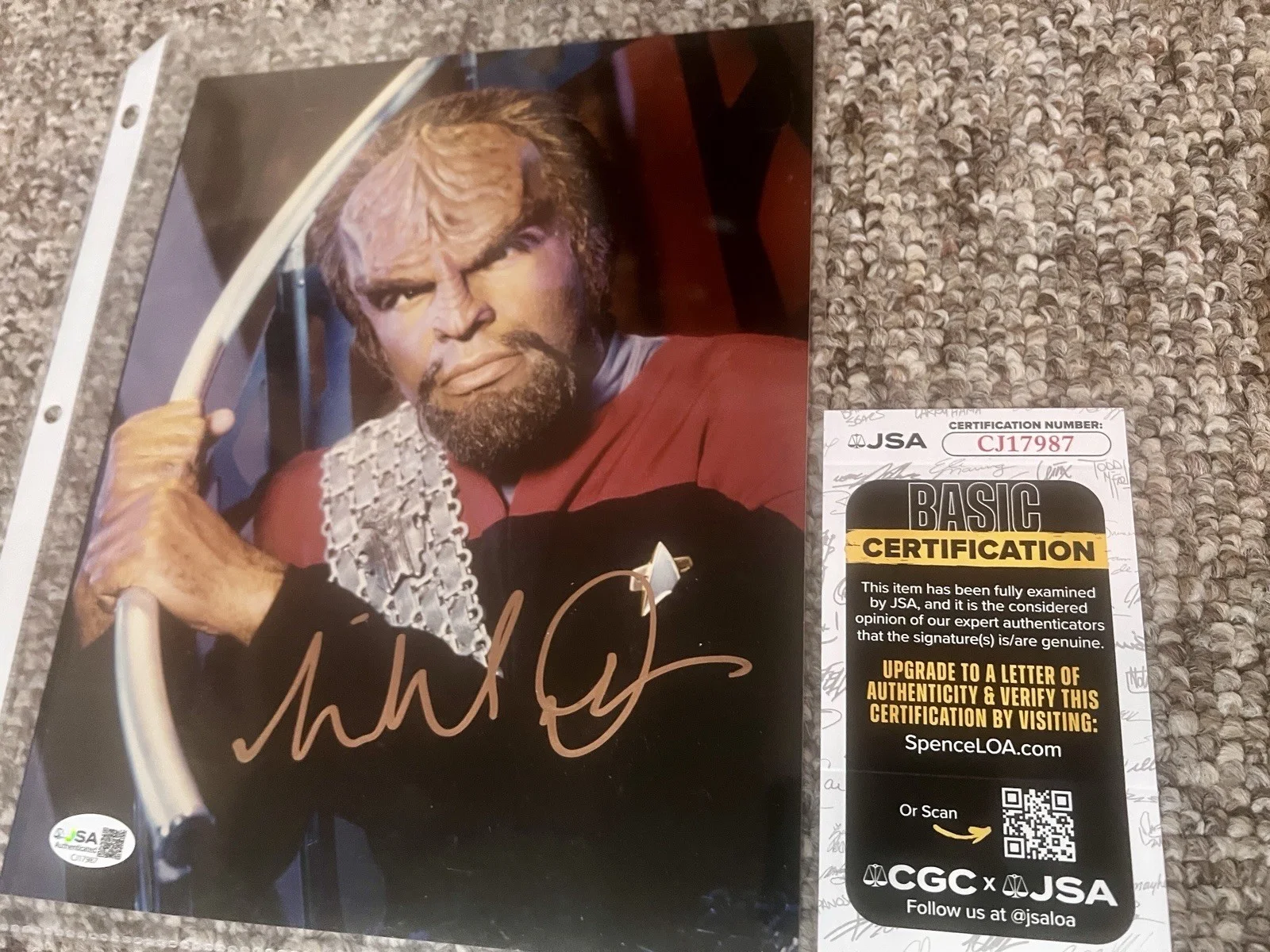 Michael Dorn — Michael Dorn Star Trek (TNG) Signed 8x10 Photo Autographed TV Picture JSA Cert, изображение 2