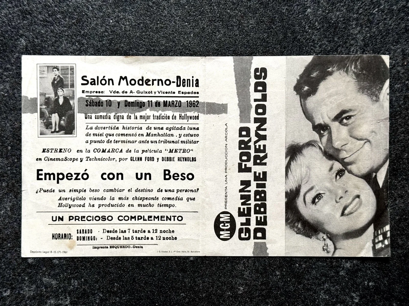 IT STARTED WITH A KISS Lincoln Movie Poster Herald GLENN FORD DEBBIE REYNOLDS, image 2