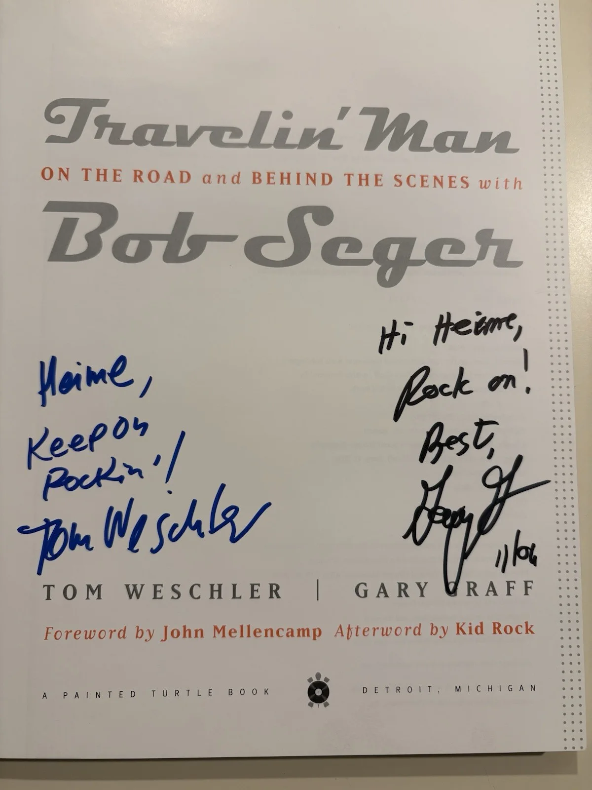 Travelin’ Man On The Road With Bob Seger SIGNED by Tom Weschler & Gary Graff, изображение 2