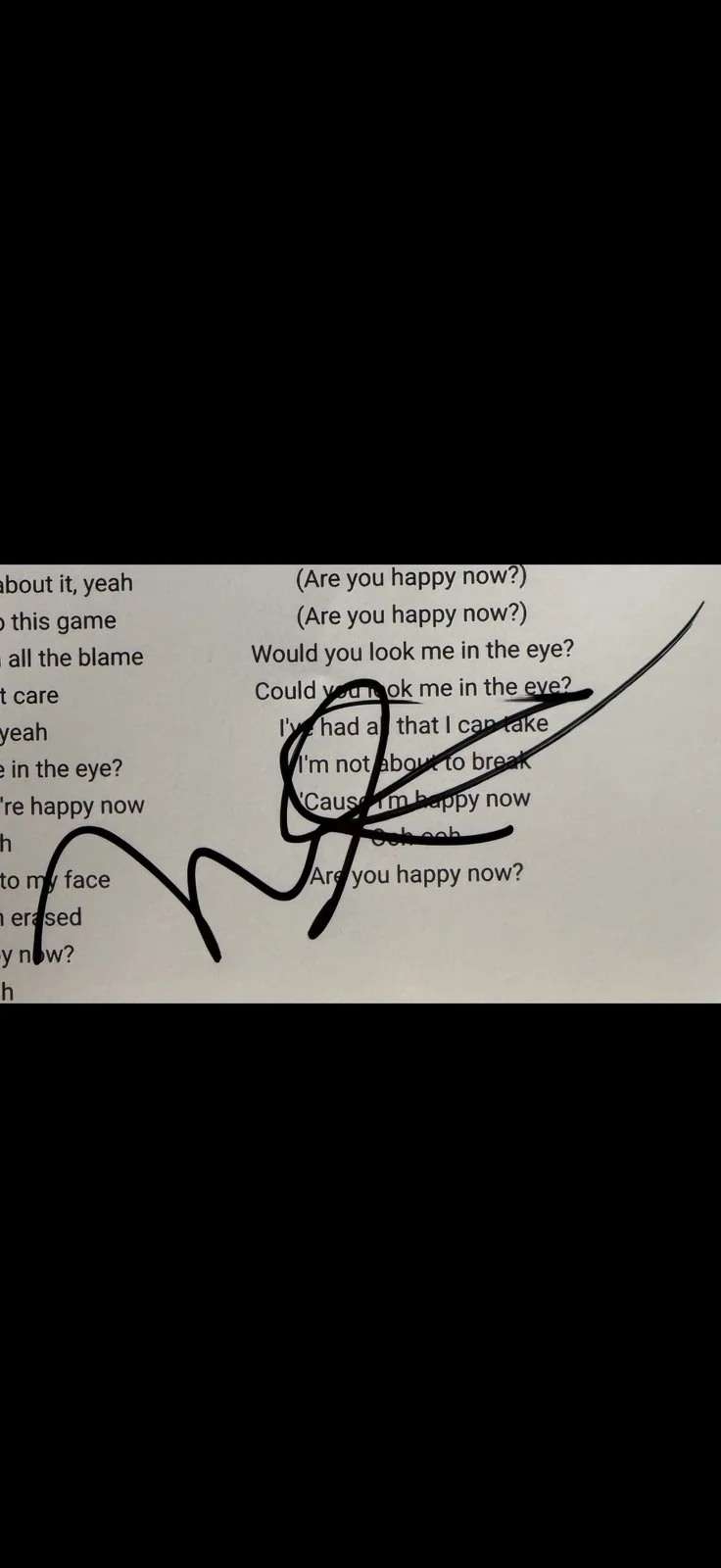 Michelle Branch Signed Autographed “Are You Happy Now?” Lyric Sheet, image 2
