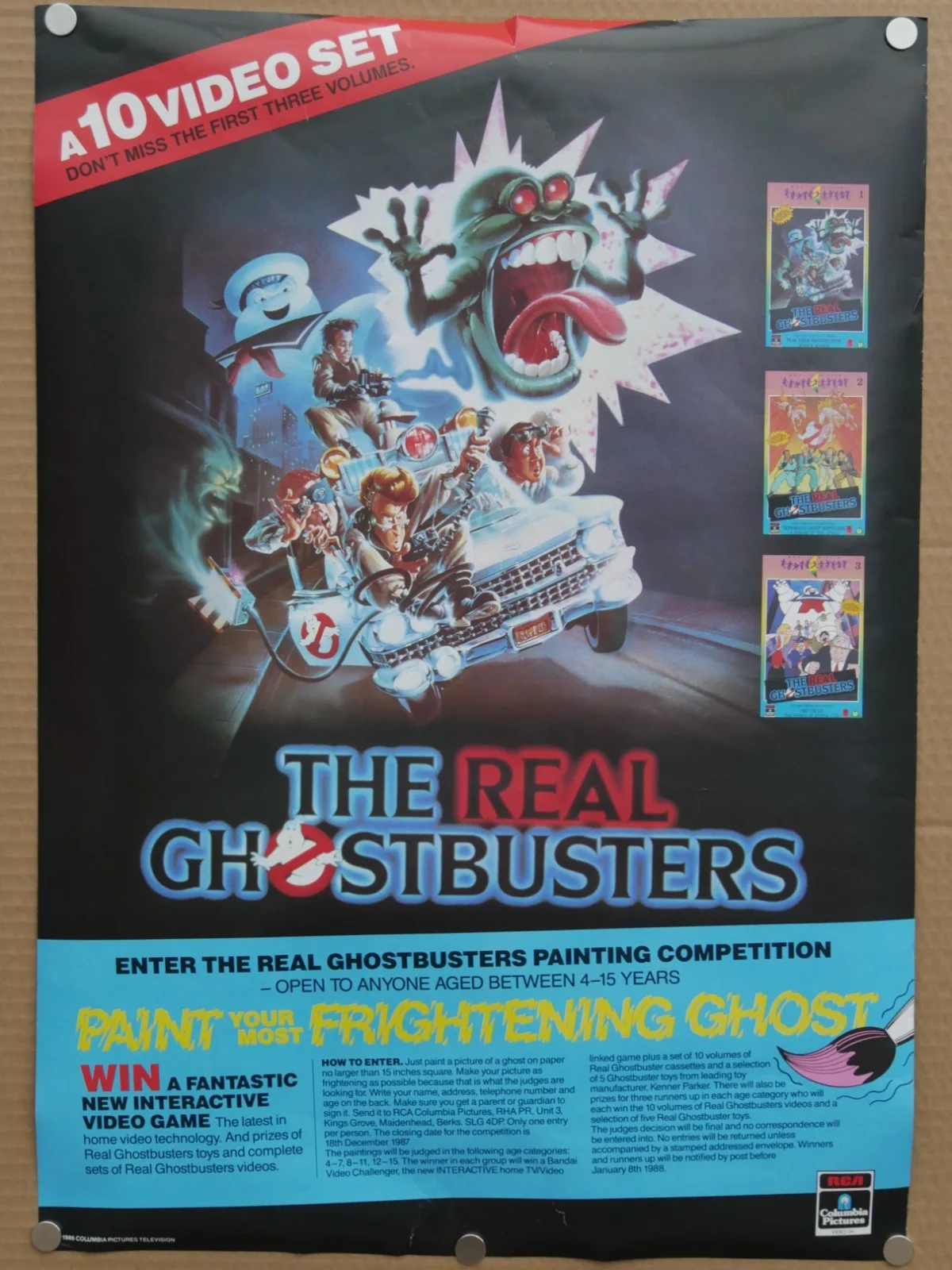 ghostbusters (ROLLED) double sided uk video shop film poster, изображение 4
