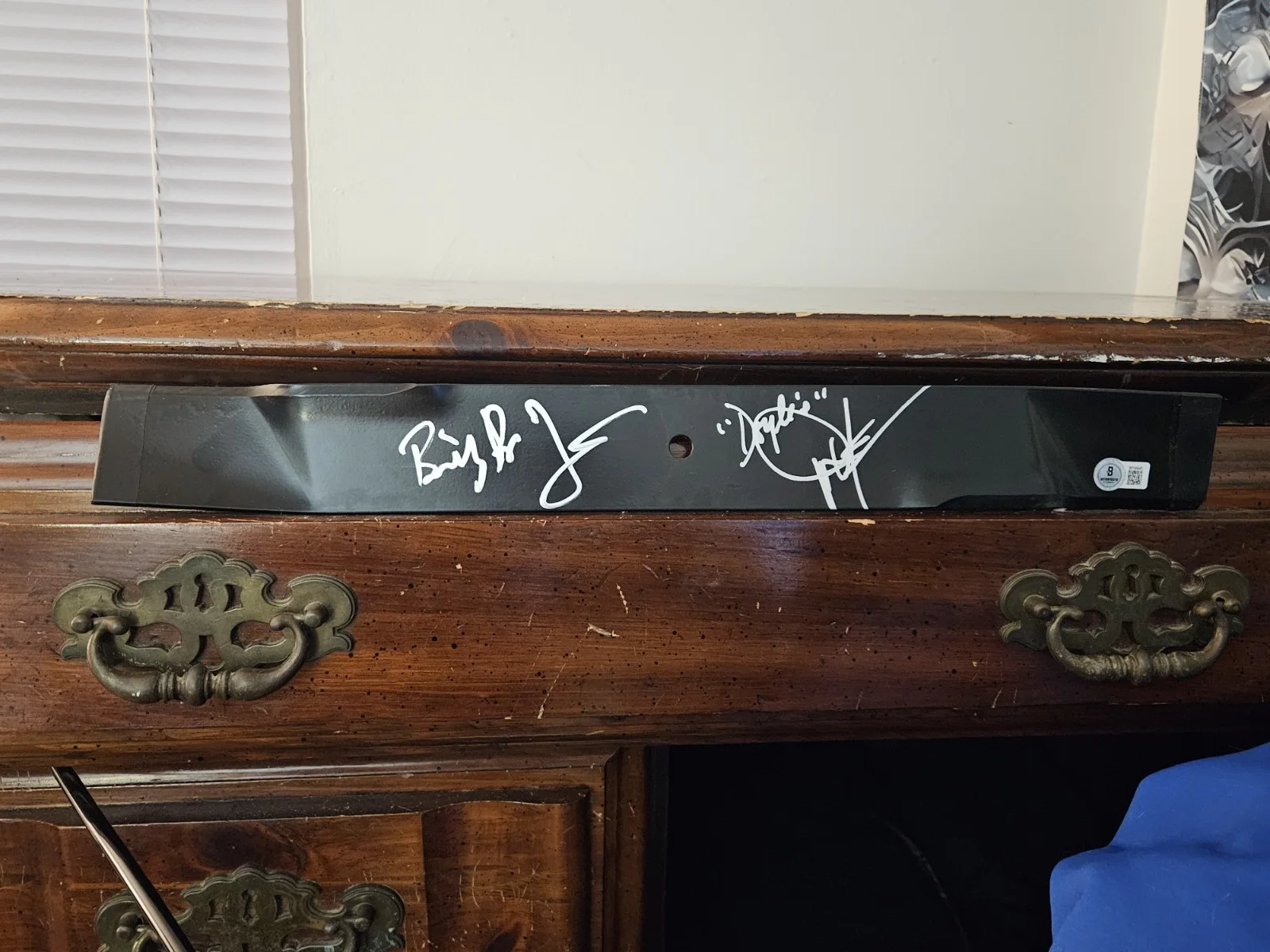 Rare!!! Slngblade Autographed Blade By Billy Bob And Dwight Yokham, Beckett coa, image 4