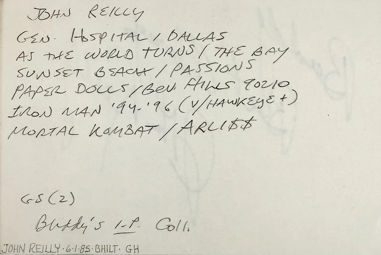 John Reilly — JOHN REILLY Signed Autographed 4"x 6" INDEX CARD Sunset Beach GENERAL HOSPITAL, изображение 3