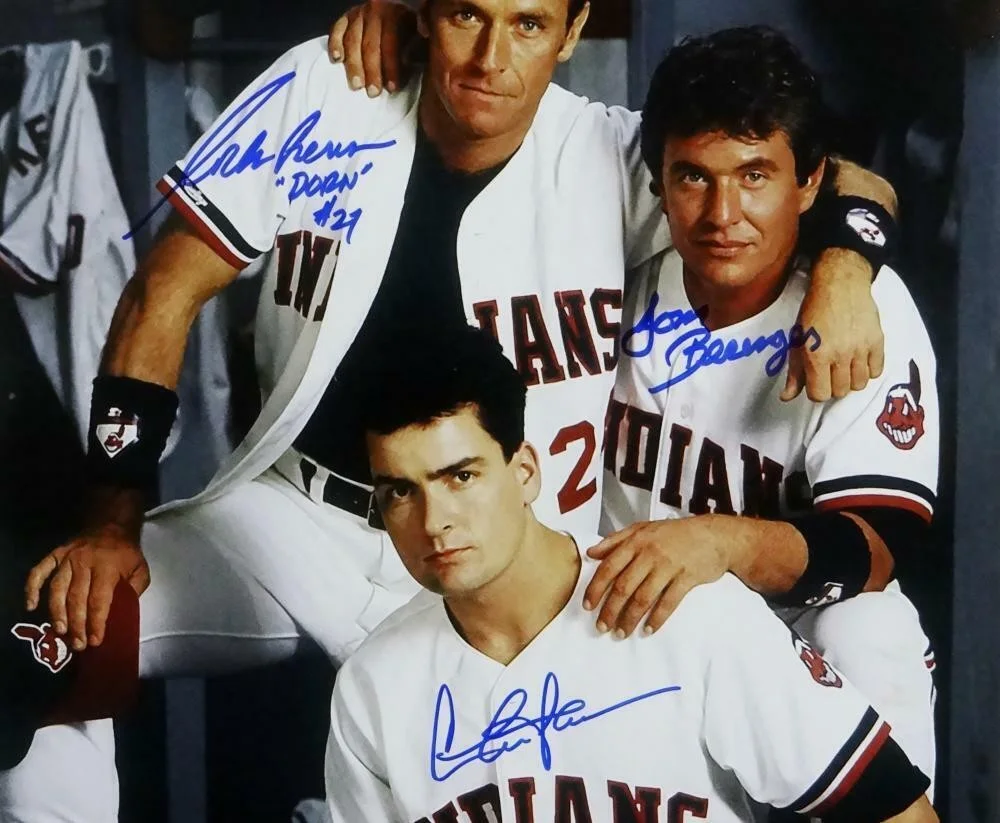 Charlie Sheen, Corbin Bernsen, Tom Berenger — Sheen/Berenger/Bernsen Autographed Major League 16x20 Photo- Beckett Auth *Blue, изображение 2