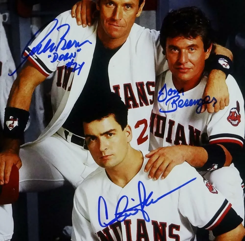Charlie Sheen, Corbin Bernsen, Tom Berenger — Sheen/Berenger/Bernsen Autographed Major League 11x14 Photo- Beckett Auth *Blue, изображение 2