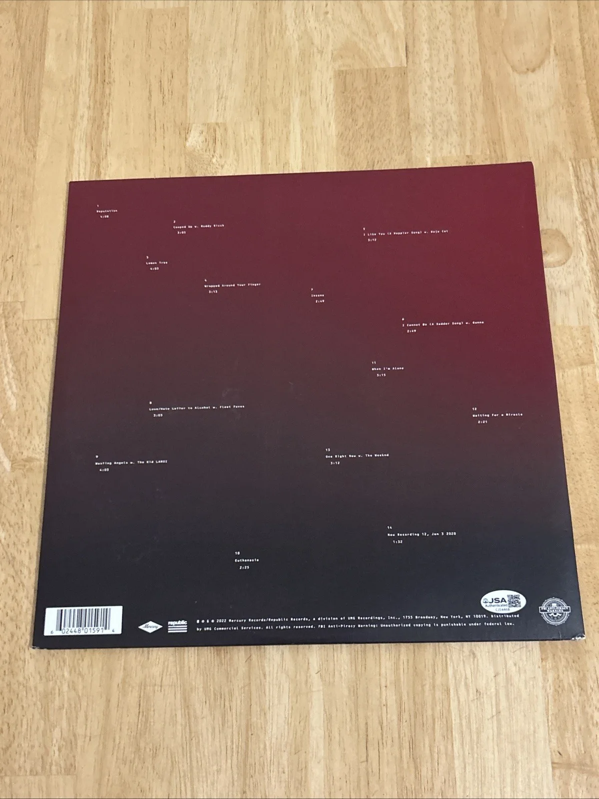 Post Malone Autographed Twelve Carat Toothache Album Vinyl JSA Certified, image 3