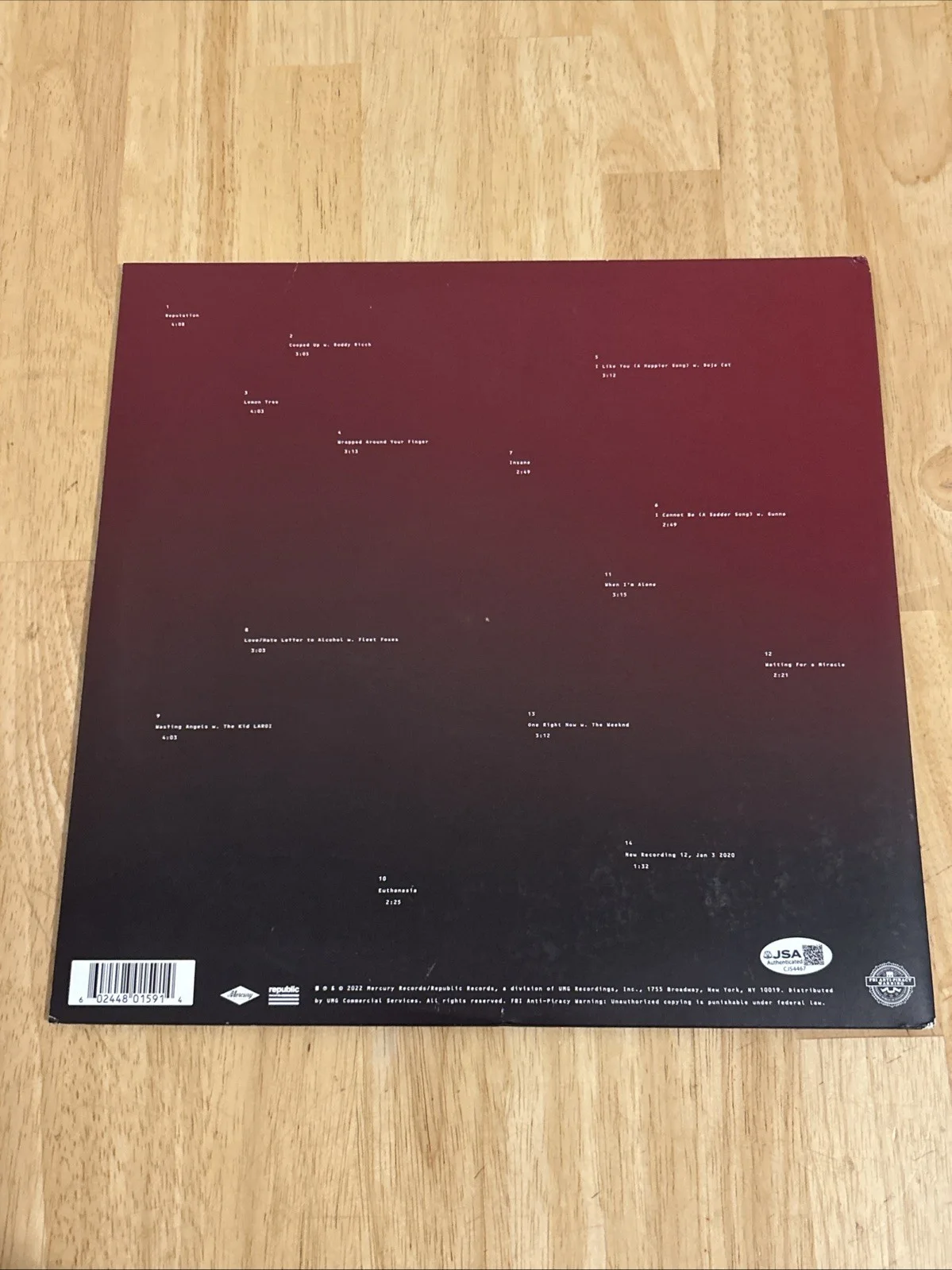 Post Malone Autographed Twelve Carat Toothache Album Vinyl JSA Certified, image 3