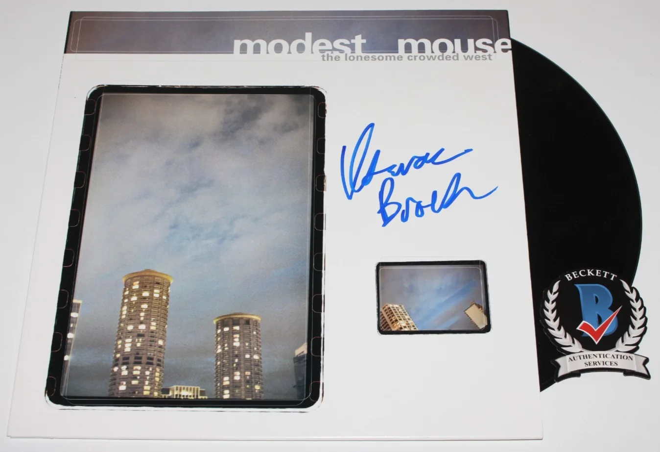 ISAAC BROCK SIGNED MODEST MOUSE 'THE LONESOME CROWDED WEST' RECORD BECKETT COA, image 3