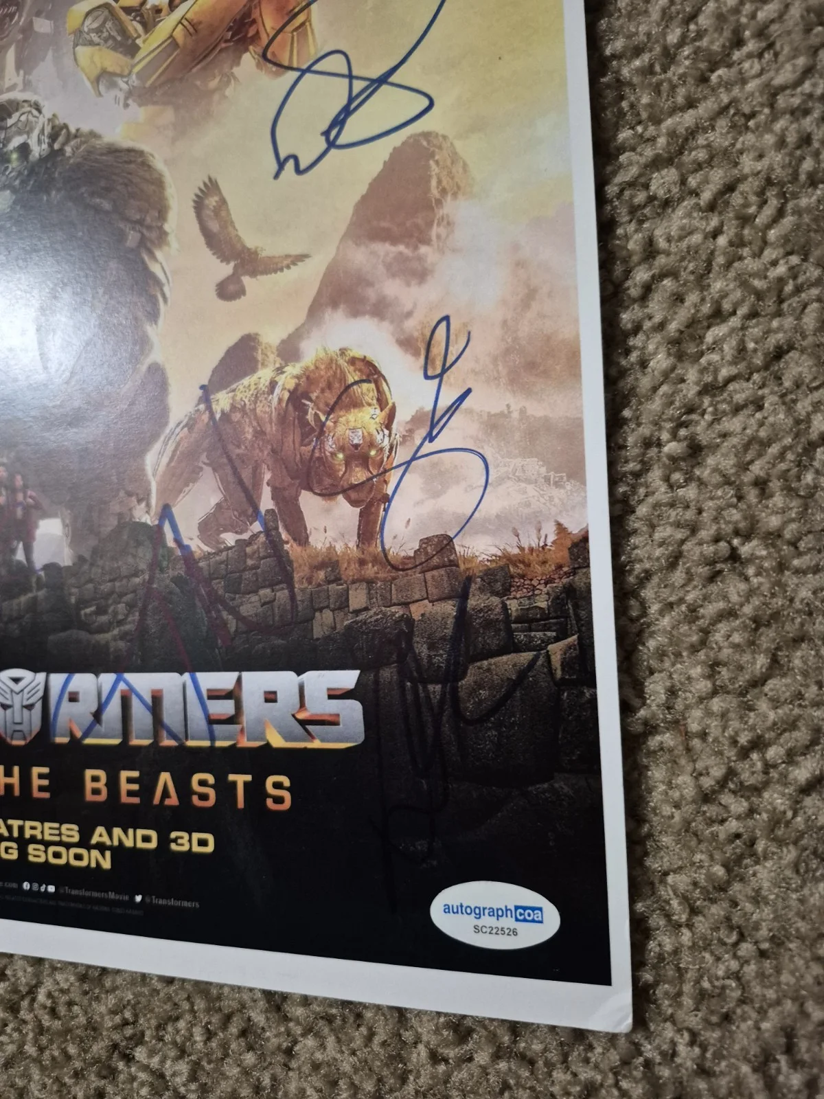 Anthony Ramos, Dominque, Cast Signed 11x17 Photo ACOA Transformers Rise Beasts, image 2