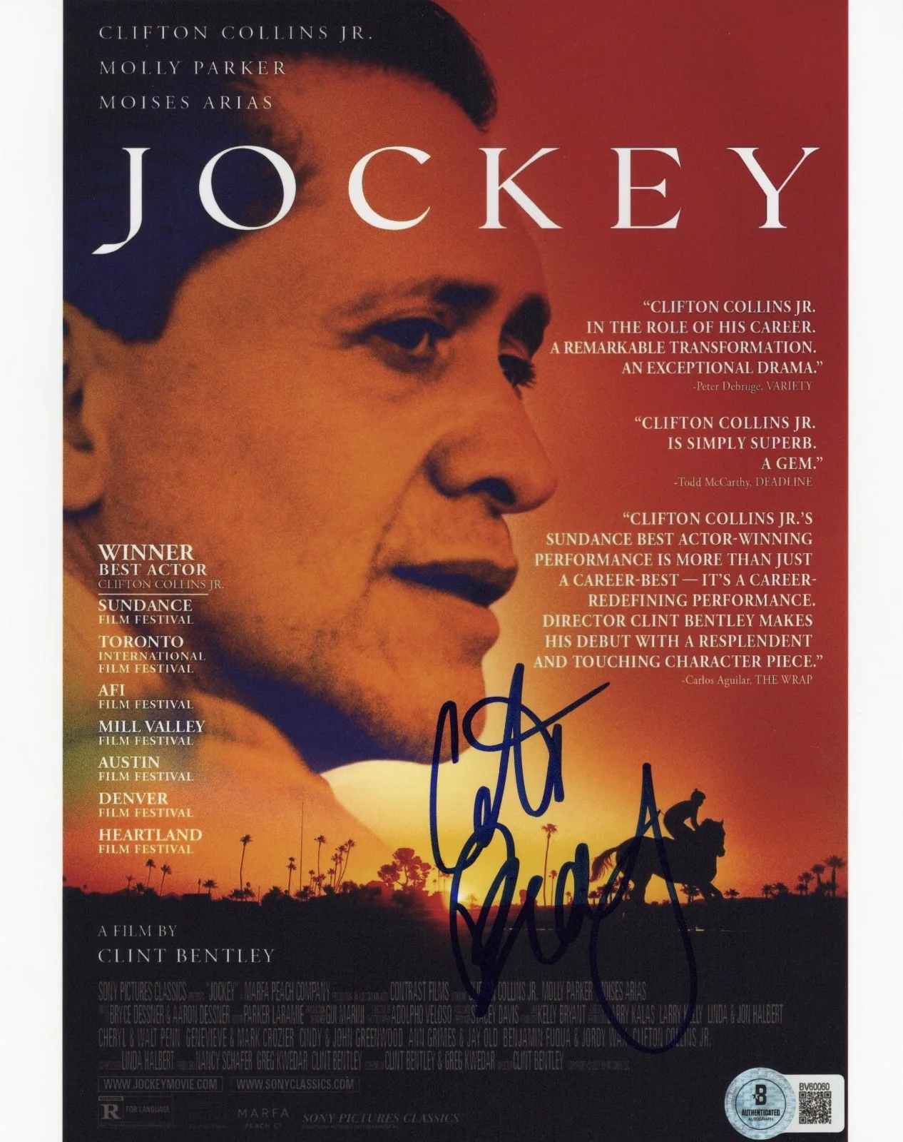 DIRECTOR CLINT BENTLEY SIGNED 'JOCKEY' 8x10 MOVIE POSTER PHOTO BECKETT BAS COA, изображение 2