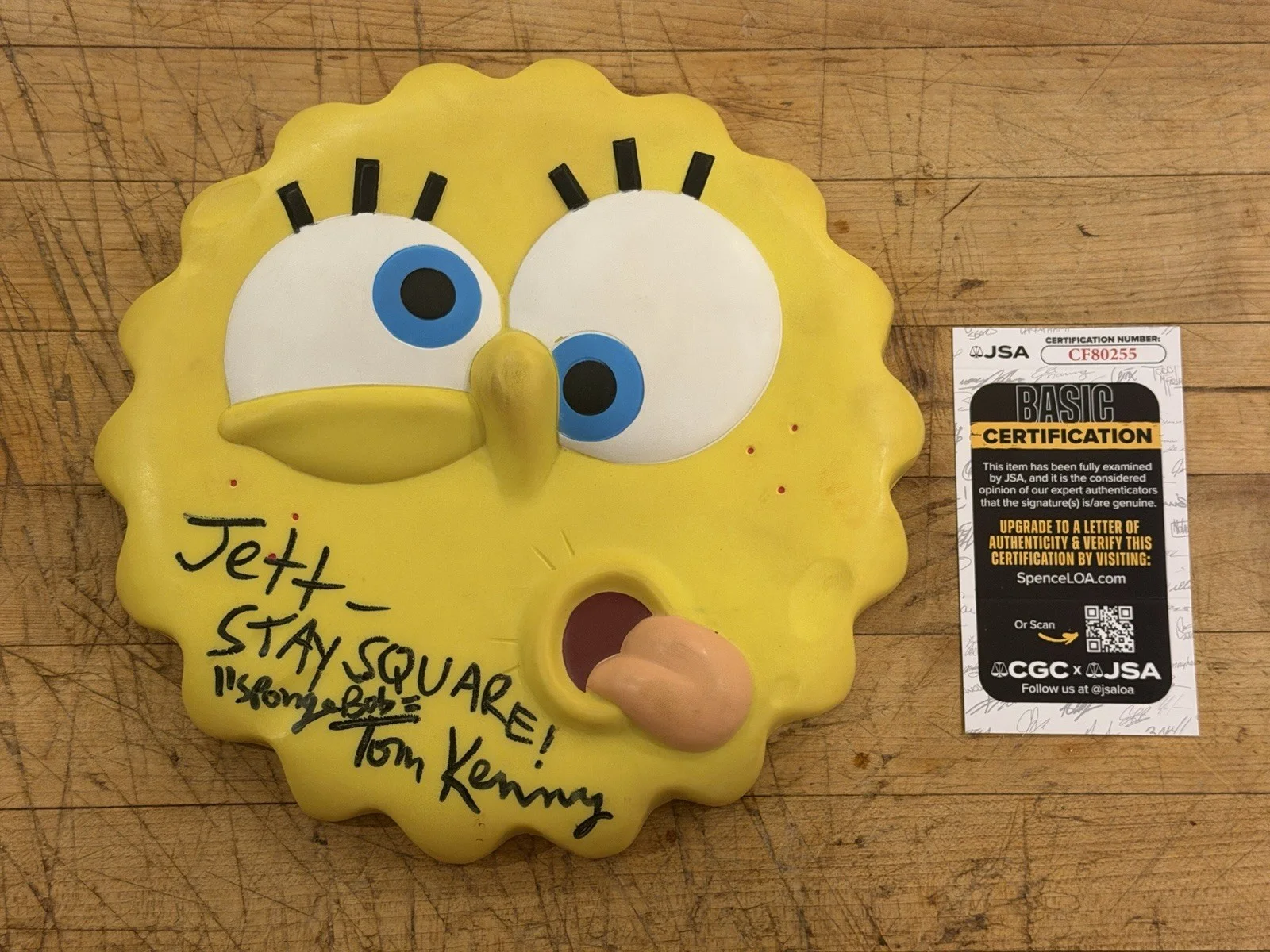 TOM KENNY — TOM KENNY Signed SPONGEBOB SQUAREPANTS FRISBEE 2006 JSA Auto - RARE- FRANKLIN