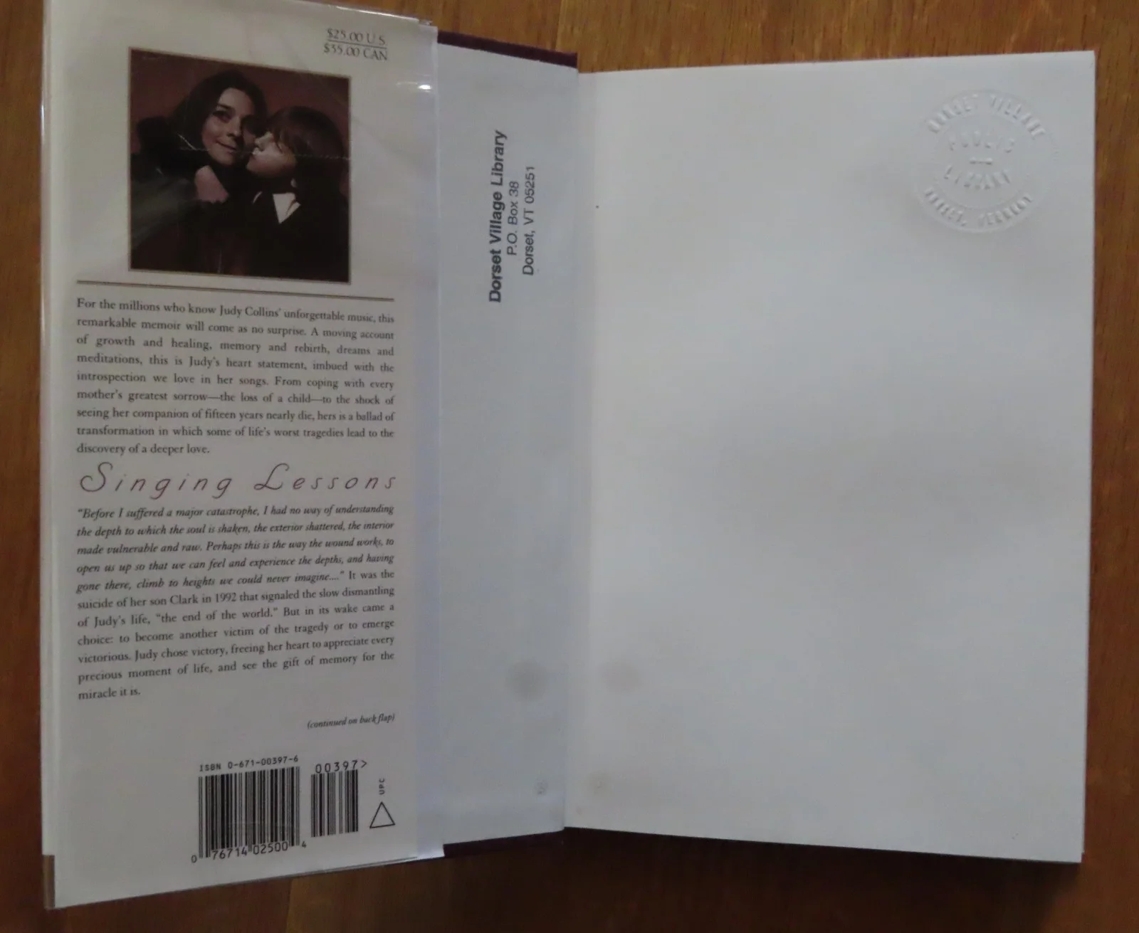 JUDY COLLINS signed SINGING LESSONS 1998 1st Edition Book Personalized Marie Ann, image 3