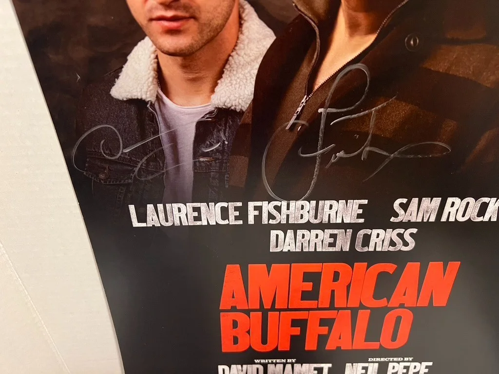 American Buffalo Cast HAND SIGNED 14x22 Window Card Fishburne Rockwell Criss, image 2