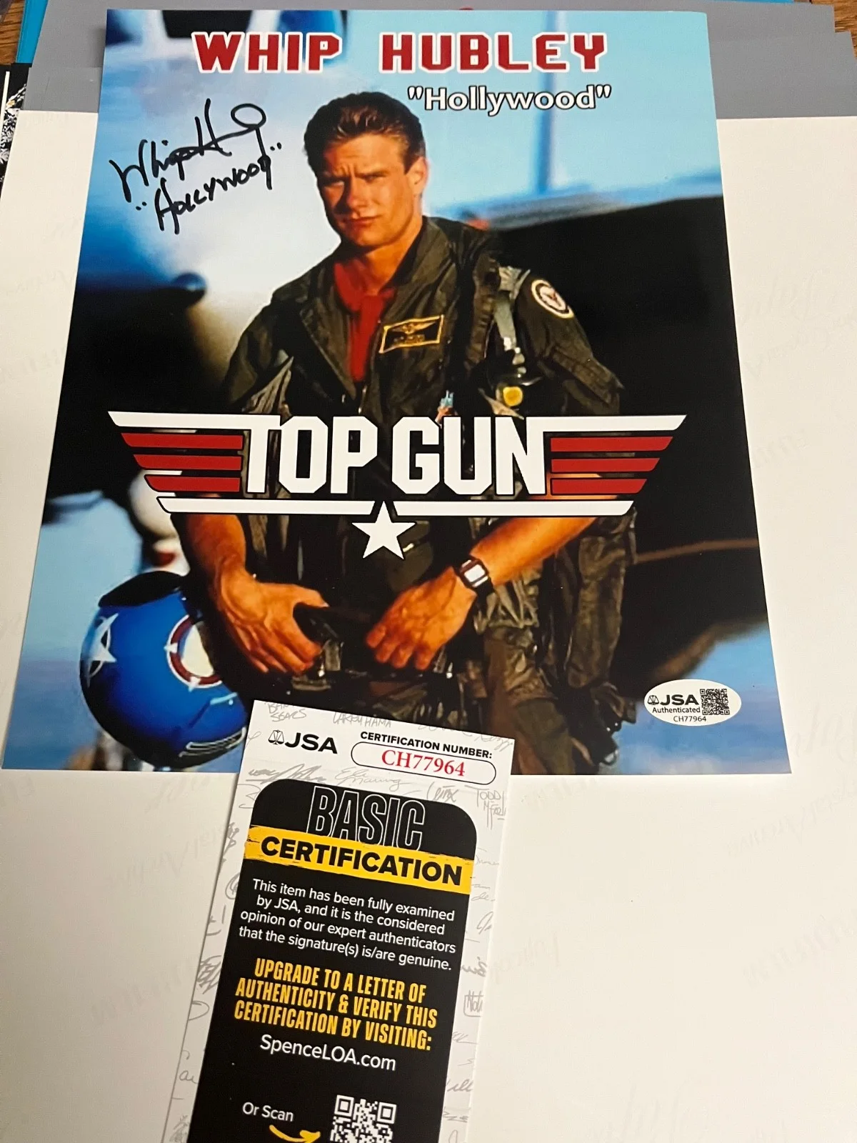 Autographed Whip Hubley Top Gun 8x10 Photo JSA Signed Hollywood, image 4
