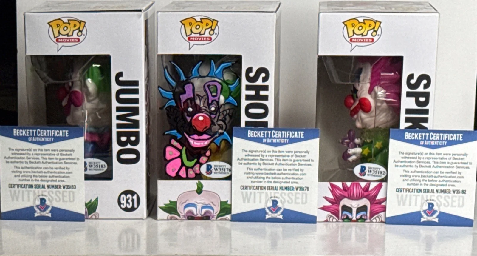 Stephen Chiodo — Killer Klowns Chiodo Bros Signed Set Of 3 Funkos W Drawing BAS, image 2