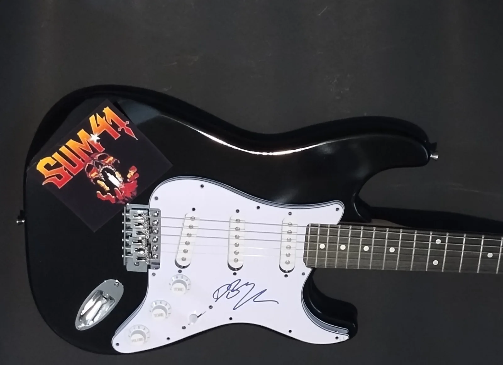 SUM 41 SIGNED GUITAR DEREK WHIBLEY ALL KILLER NO FILLER CD LP PHOTO PROOF COA, изображение 2