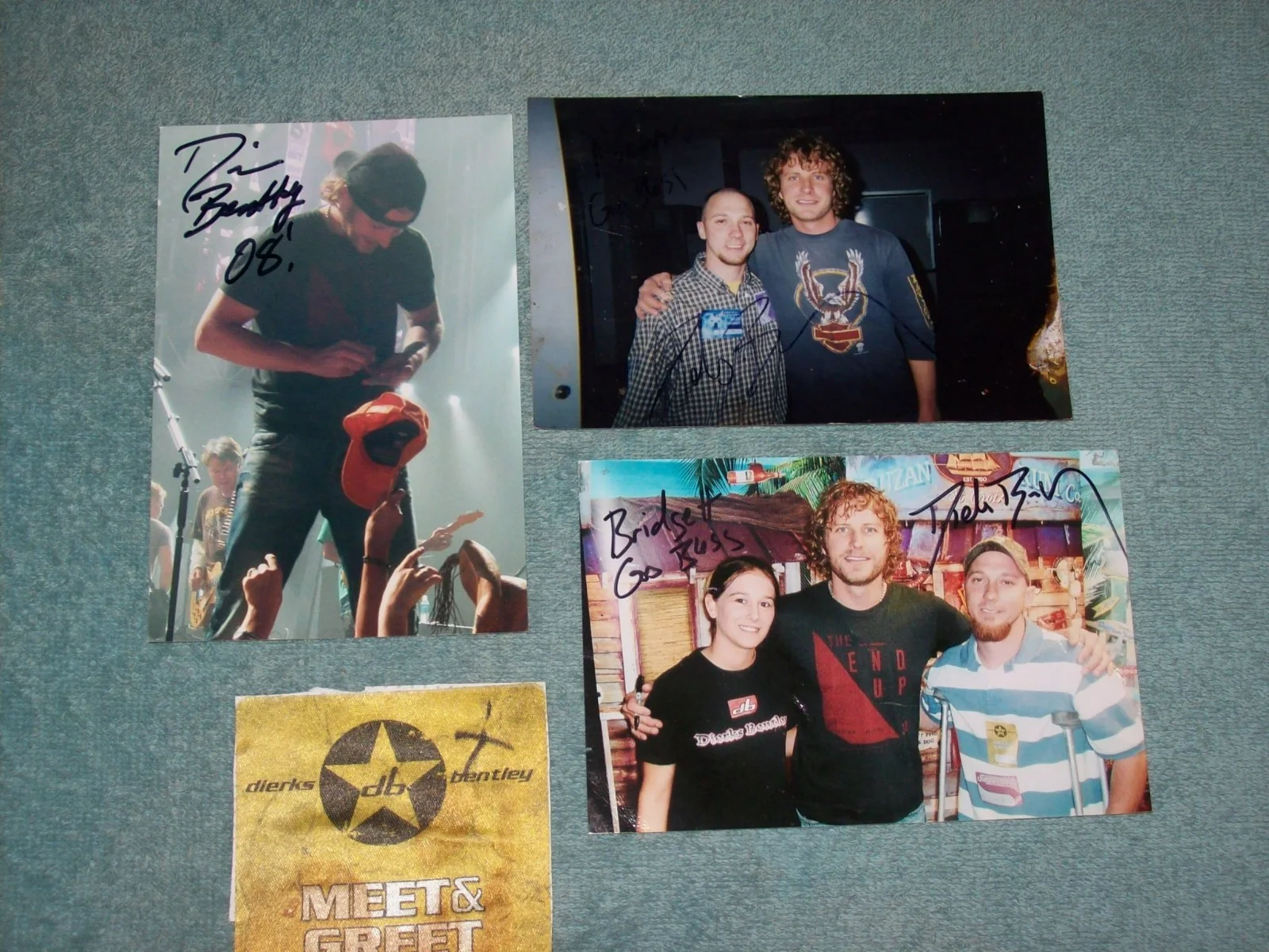 Lot Of 3 Country Music Dierks Bentley Hand Signed Autographed 4x6 Photos & Pass, image 2