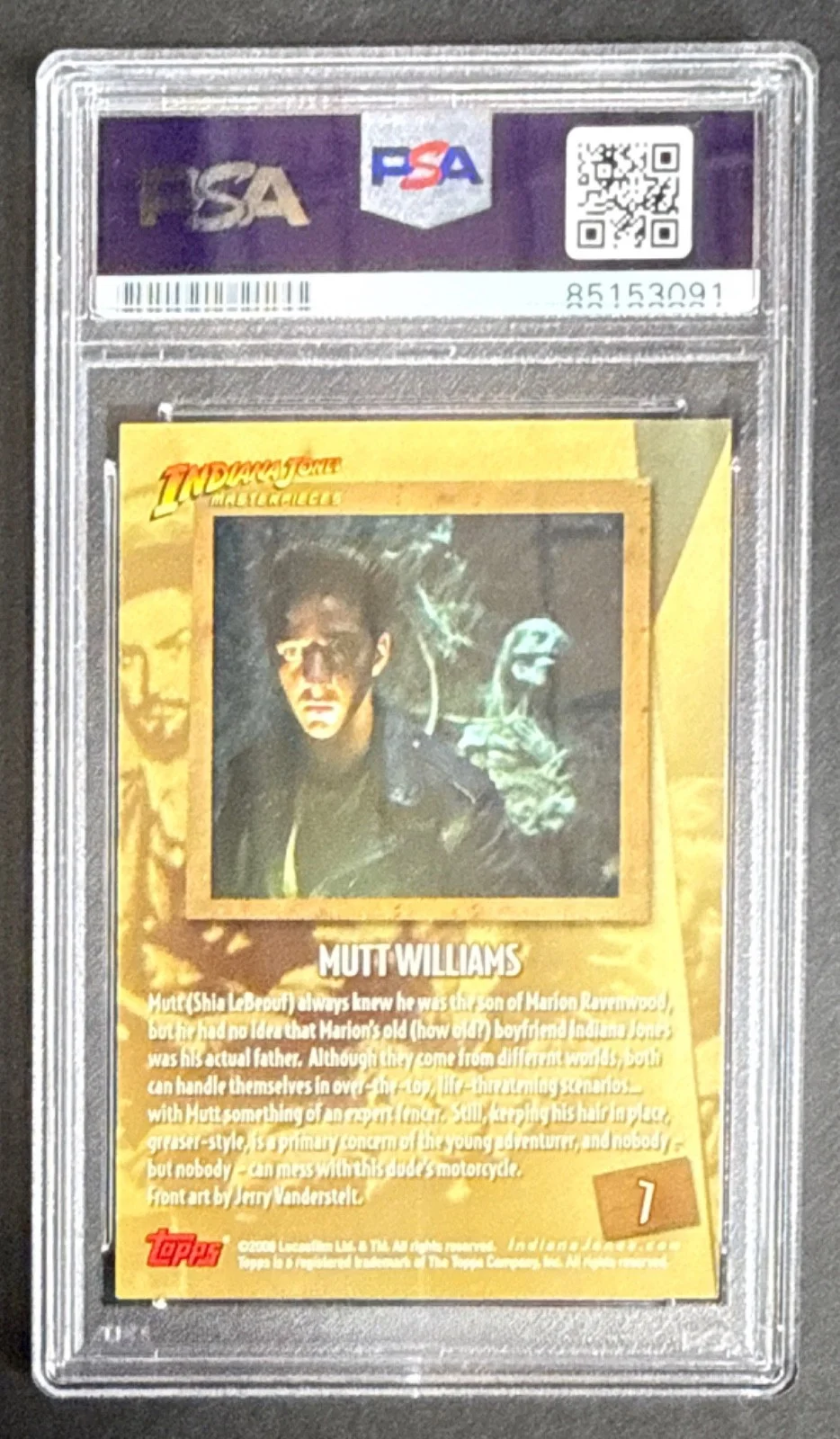 Shia LeBeouf — Shia LeBeouf Signed 2008 Topps Indiana Jones Card #7 PSA 85153091, image 2