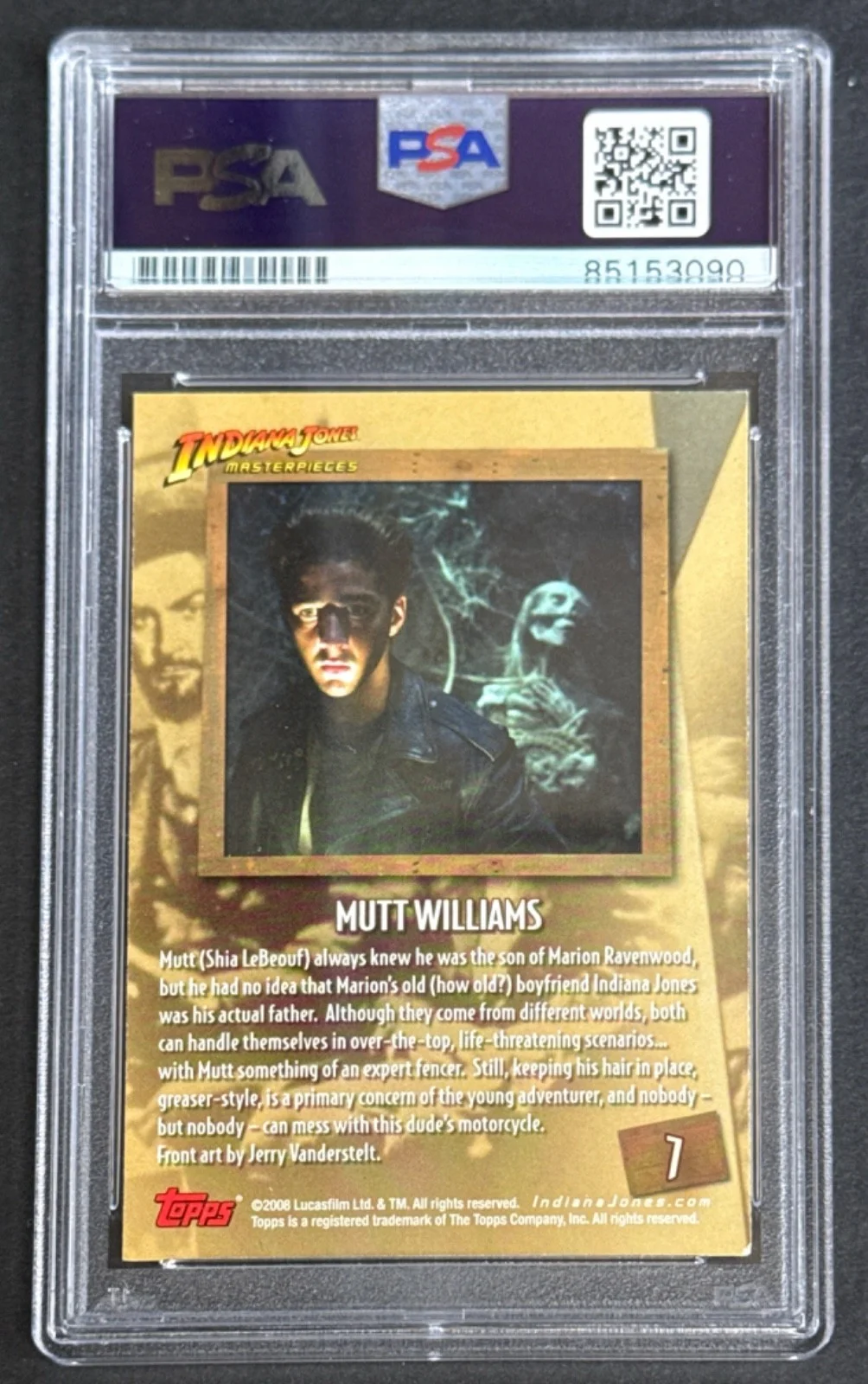 Shia LeBeouf — Shia LeBeouf Signed 2008 Topps Indiana Jones Card #7 PSA 85153090, image 2