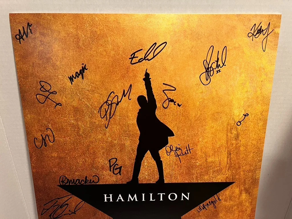 Hamilton By Lin-Manuel Mirada Cast Hand Signed 14' x 22" Window Card, image 2