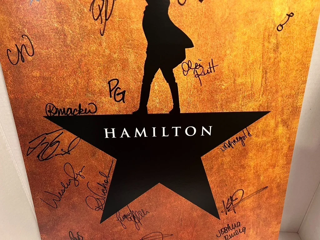 Hamilton By Lin-Manuel Mirada Cast Hand Signed 14' x 22" Window Card, image 3