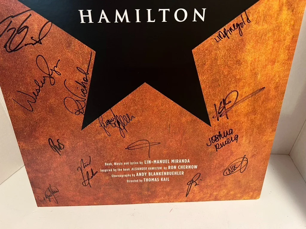 Hamilton By Lin-Manuel Mirada Cast Hand Signed 14' x 22" Window Card, image 4