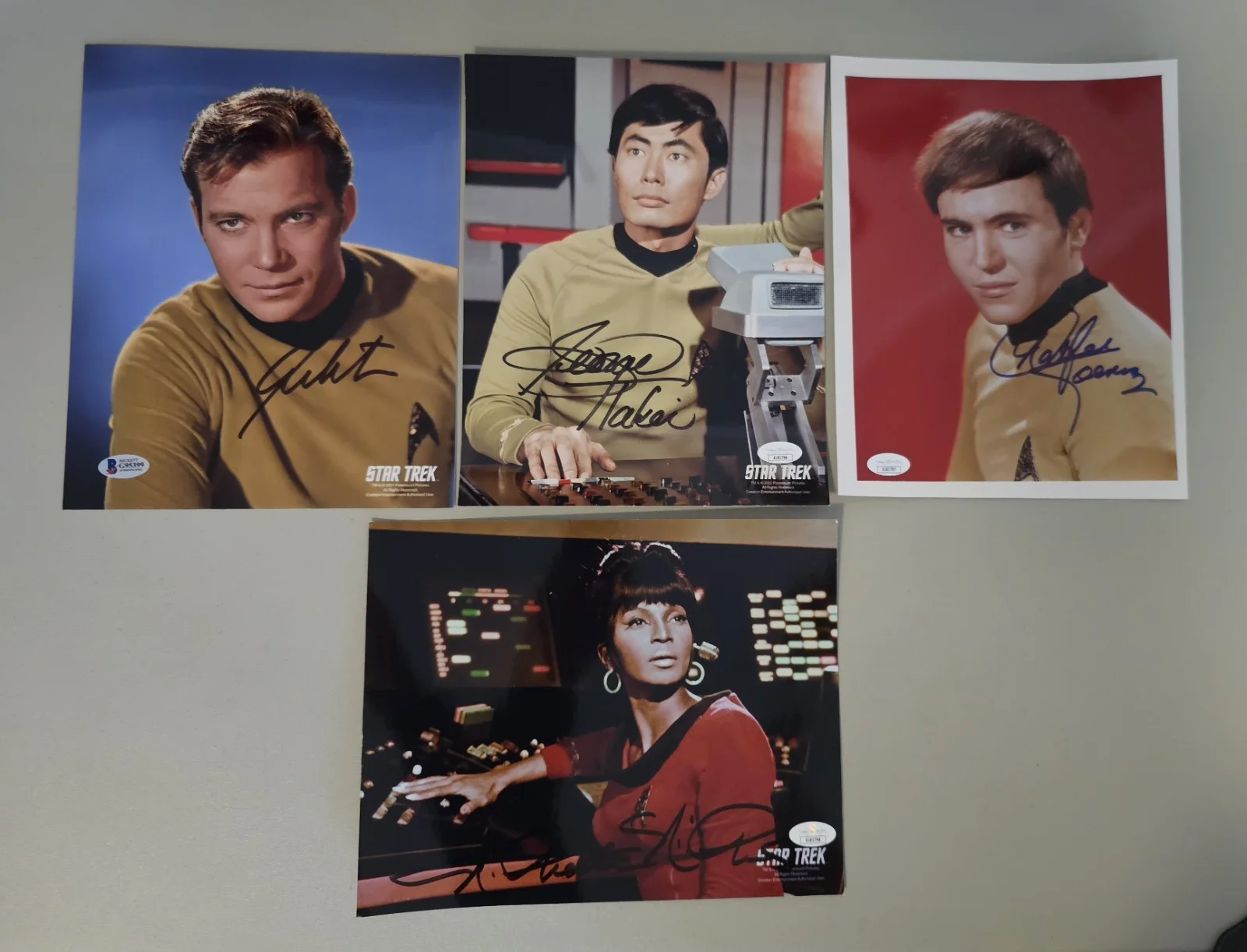 William Shatner, Walter Koenig, George Takei, Nichelle Nichols — WILLIAM SHATNER, KOENIG , NICHOLS and TAKEI signed 8x10 STAR TREK JSA, Beckett