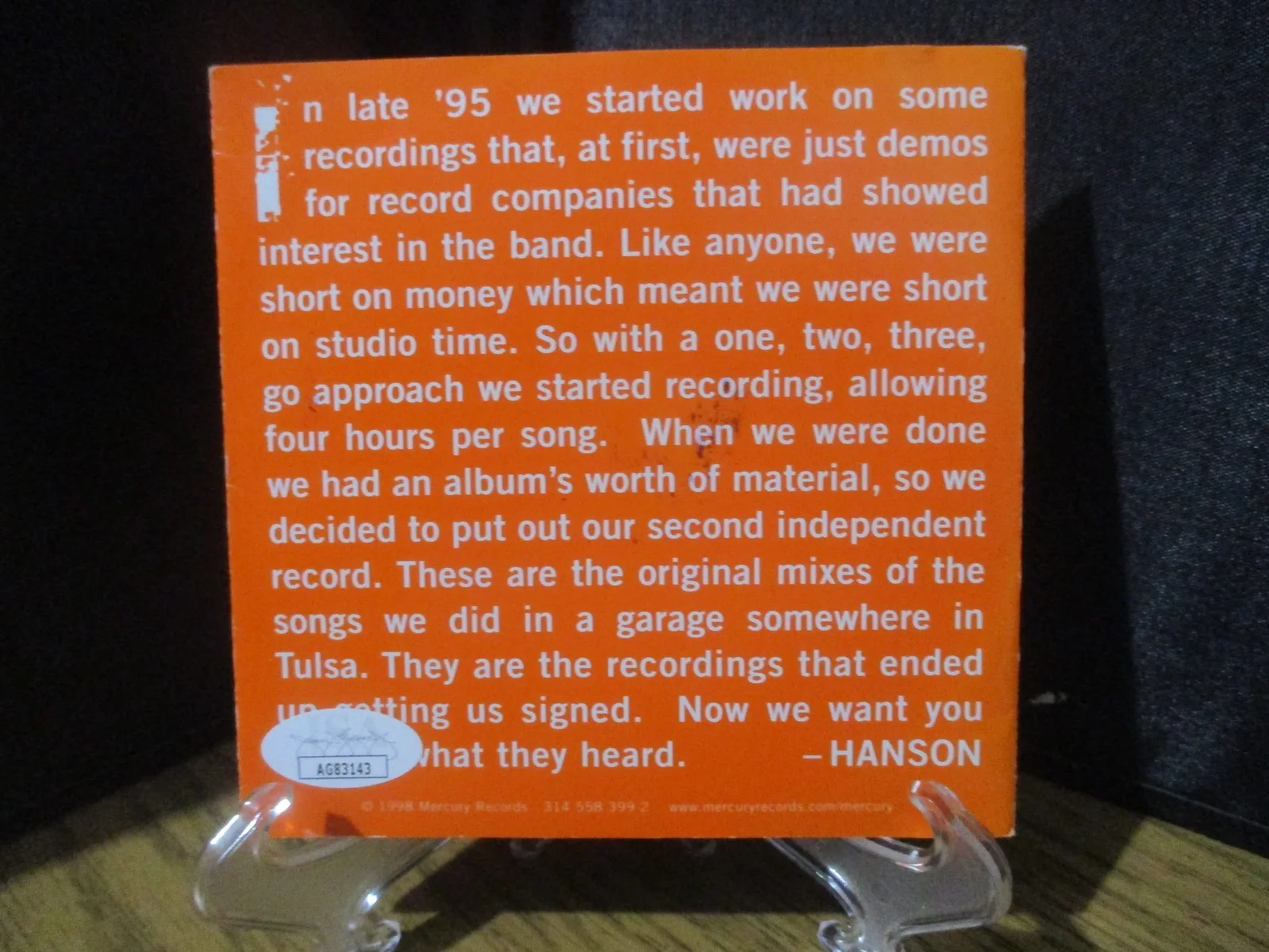 HANSON signed/autographed 3 CAR GARAGE 95-96 CD BY ENTIRE BAND...JSA CERTIFIED, изображение 5