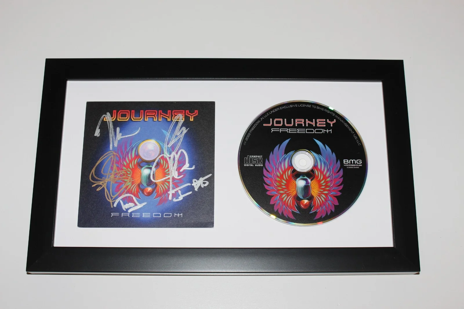JOURNEY BAND SIGNED FRAMED FREEDOM CD COVER ALBUM NEAL SCHON ARNEL x6 AUTOGRAPH, изображение 2