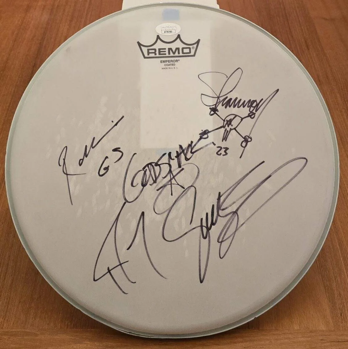 ‘Godsmack’ Band Fully Signed Autographed Concert Used Drum Head JSA- COA 🔥🎸, image 4