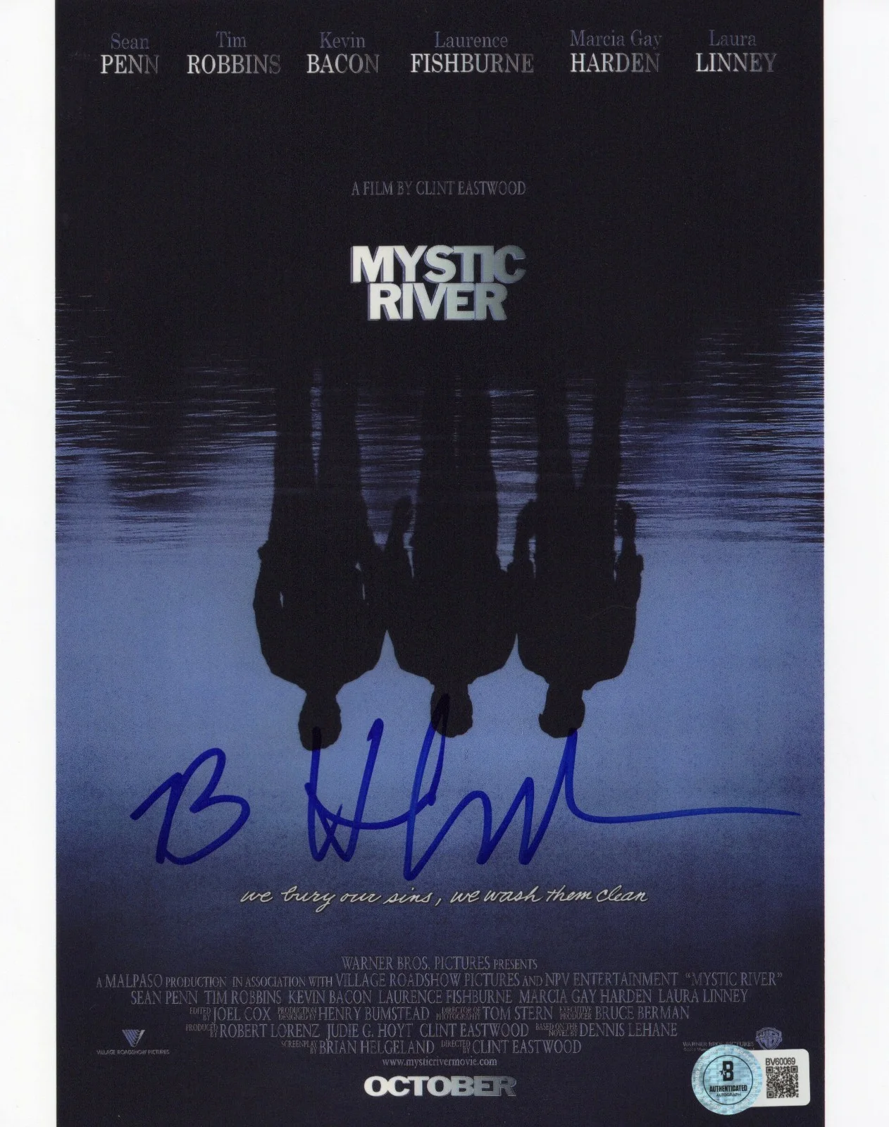 SCREENWRITER BRIAN HELGELAND SIGNED 'MYSTIC RIVER' 8x10 MOVIE PHOTO BECKETT COA, изображение 2